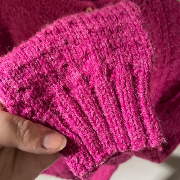 Vintage handmade sweater cozy knit sweater fuscia - Picture 4 of 4